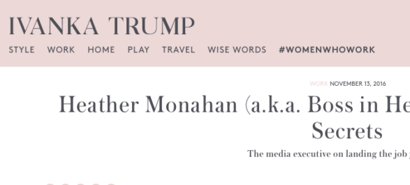 Heather Monahan Shares Her Career Secrets, Ivanka Trump online