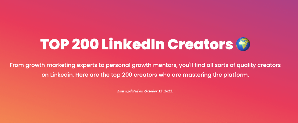 TOP 200 LinkedIn Creators